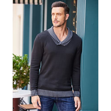 Stylish COOFANDY Men's Knitted V-Neck Sweater for Casual Wear