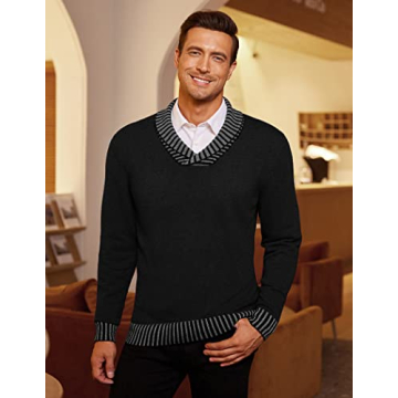 Stylish COOFANDY Men's Knitted V-Neck Sweater for Casual Wear