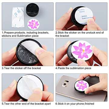 Weewooday 6 Pieces Sublimation Phone Holders Blank Collapsible Phone Grip Holders Adhesive Finger Holders Phone Stand Brackets with Double-Sided Tape for Smartphones and Tablets, Black and White