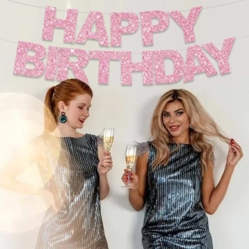 BEISHIDA Pink Happy Birthday Banner - No Assembly Needed