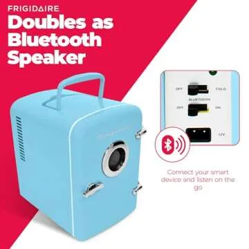 FRIGIDAIRE Curtis EFMIS151 Mini Portable Compact Personal Fridge Cools & Heats, 4 Liter Capacity, 6 Cans, Makeup, Skincare, Freon-Free & Eco Friendly, Includes Home Wall Plug, Blue