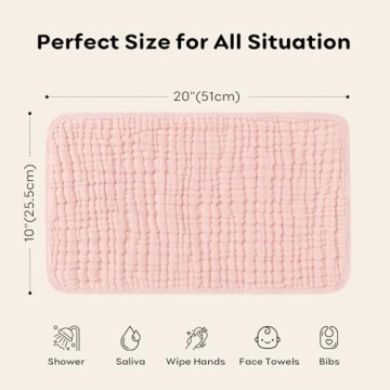 Looxii Muslin Burp Cloths 100% Cotton Muslin Cloths Large 20''x10'' Extra Soft and Absorbent 6 Pack Baby Burping Cloth for Boys and Girls Shell Pink
