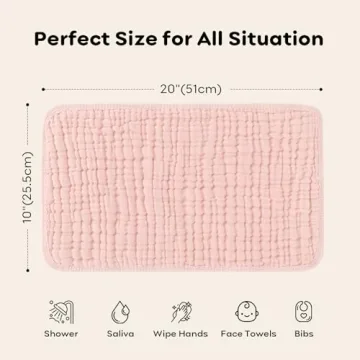 Looxii Muslin Burp Cloths 100% Cotton Muslin Cloths Large 20''x10'' Extra Soft and Absorbent 6 Pack Baby Burping Cloth for Boys and Girls Shell Pink