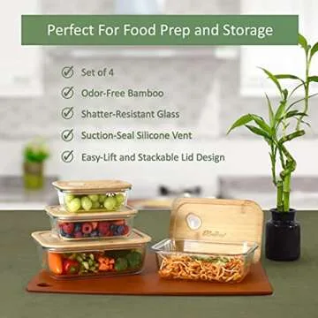 Eco-Friendly Glass Food Storage Containers 4 Pack