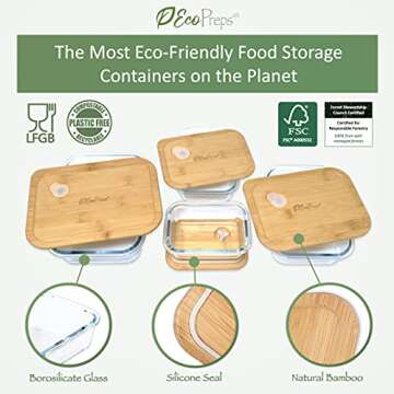 Eco-Friendly Glass Food Storage Containers 4 Pack
