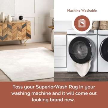 nuLOOM 5' x 8' SuperiorWash Indoor Area Rug, 100% Recycled PET, Machine Washable, Oeko-TEX Certified...