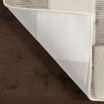 nuLOOM 5' x 8' SuperiorWash Indoor Area Rug, 100% Recycled PET, Machine Washable, Oeko-TEX Certified, Medium Pile, Pet-Friendly, Zhuri Checkered Cream