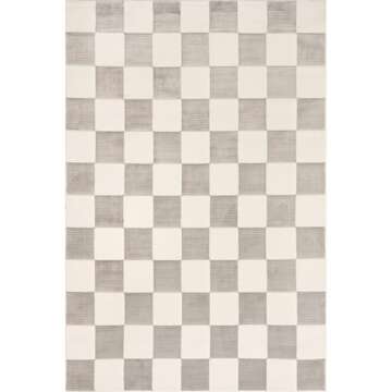 nuLOOM 5' x 8' SuperiorWash Indoor Area Rug, 100% Recycled PET, Machine Washable, Oeko-TEX Certified, Medium Pile, Pet-Friendly, Zhuri Checkered Cream
