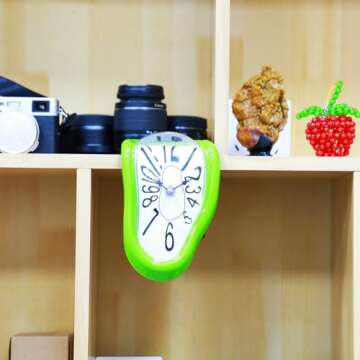 FAREVER Melting Clock, Salvador Dali Watch Melted Clock for Decorative Home Office Shelf Desk Table Funny Creative Gift, Rome Green