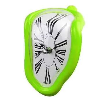 FAREVER Melting Clock, Salvador Dali Watch Melted Clock for Decorative Home Office Shelf Desk Table Funny Creative Gift, Rome Green