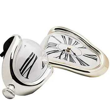 FAREVER Melting Clock, Salvador Dali Watch Melted Clock for Decorative Home Office Shelf Desk Table Funny Creative Gift, Rome Green