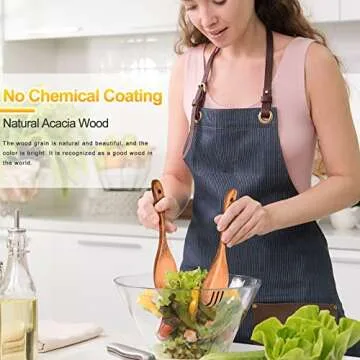 Spurtles Kitchen Tools Wooden, 7Pcs Wooden Spurtle Spatula Set, Natural Premium Acacia Wooden Spoons for Cooking, Heat Resistant Cooking Utensil for Nonstick Cookware, Spurtle for Sourdough Starter