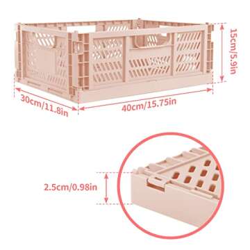 Domiella 2-Pack Crates for Storage, Storage Crates Plastic Stackable, Foldable Crate for Office Home...