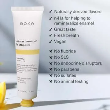 Boka Fluoride Free Travel Size Toothpaste Nano Hydroxyapatite, Helps Remineralize, Appropriate for Sensitive Teeth, Whitening - for Adult, Kids Oral Care - Lemon Lavender 1.3 Fl Oz 2Pk