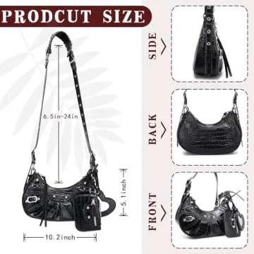 Vegan Leather CHEGSKXEE Rivet Satchel Crossbody Bag