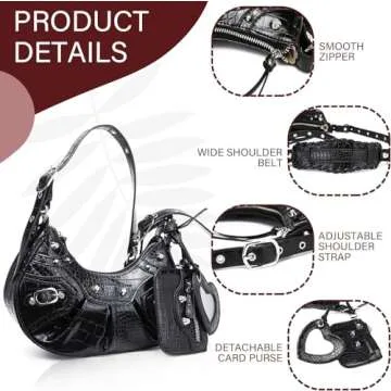 Vegan Leather CHEGSKXEE Rivet Satchel Crossbody Bag