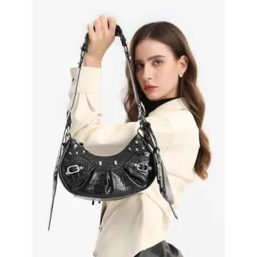 Vegan Leather CHEGSKXEE Rivet Satchel Crossbody Bag