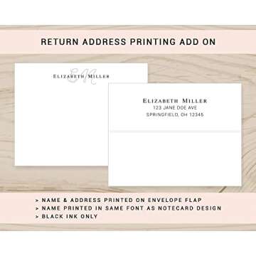 Elegant Personalized Stationery Note Cards with Envelopes