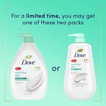 Dove Body Wash With Pump Sensitive Skin 3 Count Hypoallergenic, Paraben-Free, Sulfate-Free, Cruelty-Free, Moisturizing Skin Cleanser Effectively Washes Away Bacteria While Nourishing Skin 30.6 oz