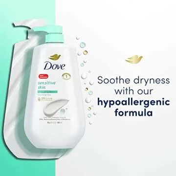 Dove Body Wash With Pump Sensitive Skin 3 Count Hypoallergenic, Paraben-Free, Sulfate-Free, Cruelty-Free, Moisturizing Skin Cleanser Effectively Washes Away Bacteria While Nourishing Skin 30.6 oz
