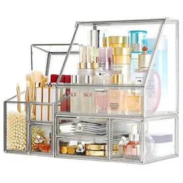 Elegant Glass Makeup Organizer for Stylish Vanity Storage