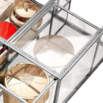 Elegant Glass Makeup Organizer for Stylish Vanity Storage