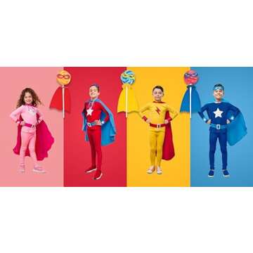 Superhero Candy Lollipops with Capes - 12 Individually Wrapped Suckers 2 Inch Swirled Pops - Marvel Party Favors