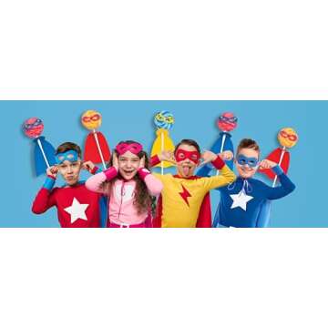 Superhero Candy Lollipops with Capes - 12 Individually Wrapped Suckers 2 Inch Swirled Pops - Marvel Party Favors