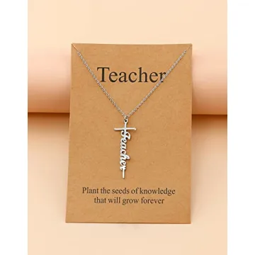 Lcherry Teacher Cross Necklace - Inspirational Jewelry