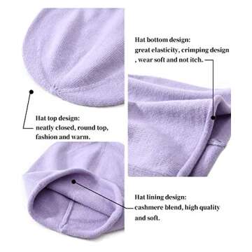 jaxmonoy Winter Cashmere Knit Beanie Hat for Women, Wool Warm Soft Knitted Slouchy Skully Beanie Cap - Lavender
