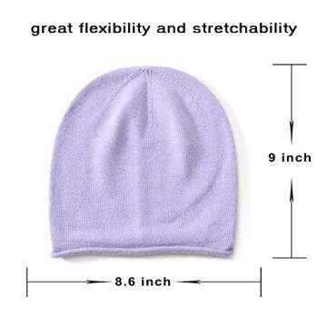 jaxmonoy Winter Cashmere Knit Beanie Hat for Women, Wool Warm Soft Knitted Slouchy Skully Beanie Cap - Lavender