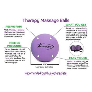 ActiveProZone Therapy Massage Ball - Instant Muscle Pain Relief. Proven Effective for Myofascial Rel...