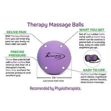 ActiveProZone Therapy Massage Ball - Instant Muscle Pain Relief. Proven Effective for Myofascial Rel...