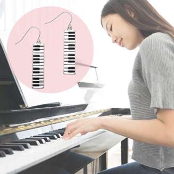 PammyJ Piano Keyboard Dangle Earrings For Music Lovers