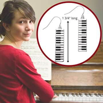 PammyJ Piano Keyboard Dangle Earrings For Music Lovers
