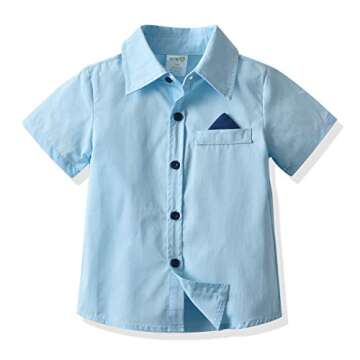 SALNIER Toddler Boy Wedding Outfits Baby Boy Dress Suit Short Clothes Sets Bowtie Shirts Pants Suspenders Boys Formal Gentleman Suits 1-5T(Blue02_short,3T)