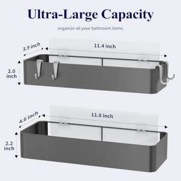 Kitsure Large Shower Caddy - Adhesive, Rustproof, Drill-Free Storage Solution