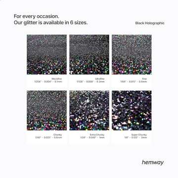 Hemway Premium Ultra Sparkle Glitter Multi Purpose Metallic Flake for Arts Crafts Nails Cosmetics Resin Festival Face Hair - Black Holographic - Extra Chunky (1/24" 0.040" 1mm) 100g / 3.5oz