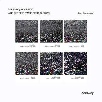 Hemway Premium Ultra Sparkle Glitter Multi Purpose Metallic Flake for Arts Crafts Nails Cosmetics Resin Festival Face Hair - Black Holographic - Extra Chunky (1/24" 0.040" 1mm) 100g / 3.5oz