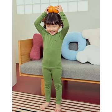 moimoln Solid Soft Cotton Modal Baby Toddler Boys Girls Snug fit Pjs Pajama Long Sleepwear Green 5T