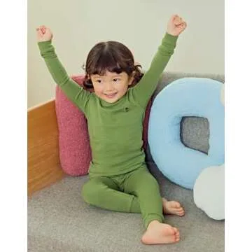 moimoln Solid Soft Cotton Modal Baby Toddler Boys Girls Snug fit Pjs Pajama Long Sleepwear Green 5T