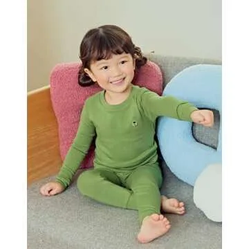 moimoln Solid Soft Cotton Modal Baby Toddler Boys Girls Snug fit Pjs Pajama Long Sleepwear Green 5T