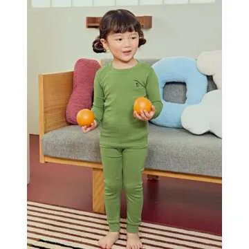 moimoln Solid Soft Cotton Modal Baby Toddler Boys Girls Snug fit Pjs Pajama Long Sleepwear Green 5T
