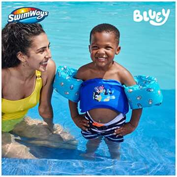 SwimWays Bluey Swim Trainer, US Coast Guard Approved Life Vest Kids Swim Vest, Arm Floaties & Life J...