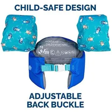 SwimWays Bluey Swim Trainer, US Coast Guard Approved Life Vest Kids Swim Vest, Arm Floaties & Life Jackets for Kids 33-55 lbs, Bluey