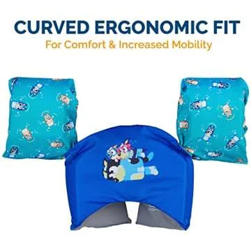 SwimWays Bluey Swim Trainer, US Coast Guard Approved Life Vest Kids Swim Vest, Arm Floaties & Life Jackets for Kids 33-55 lbs, Bluey