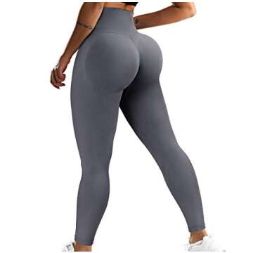 RUUHEE Women Peach Lift Seamless Workout Leggings High Waisted Scrunch Butt Yoga Pants Tights(Small,B-Gray)