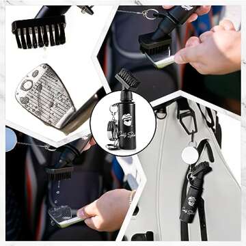 Caddy Splash Golf Club Brush Cleaner with Water - Heavy Duty Retractable Clip- Squeeze Bottle for Easy Cleaning with Nylon Bristles- Holds 4 Oz Water - Golf Accessories- USA Company