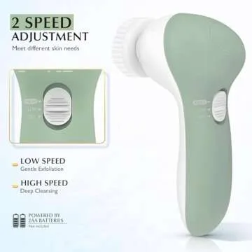 COSLUS Facial Cleansing Brush Silicone Face Scrubber: 7 in 1 FBS-D Electric Exfoliating Rotating Massage Device Waterproof Deep Cleaning Exfoliation Spa Machine - Electronic Skin Care Wash System