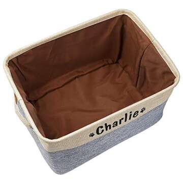 PET ARTIST Collapsible Dog Toy Storage Basket Bin - Personalized